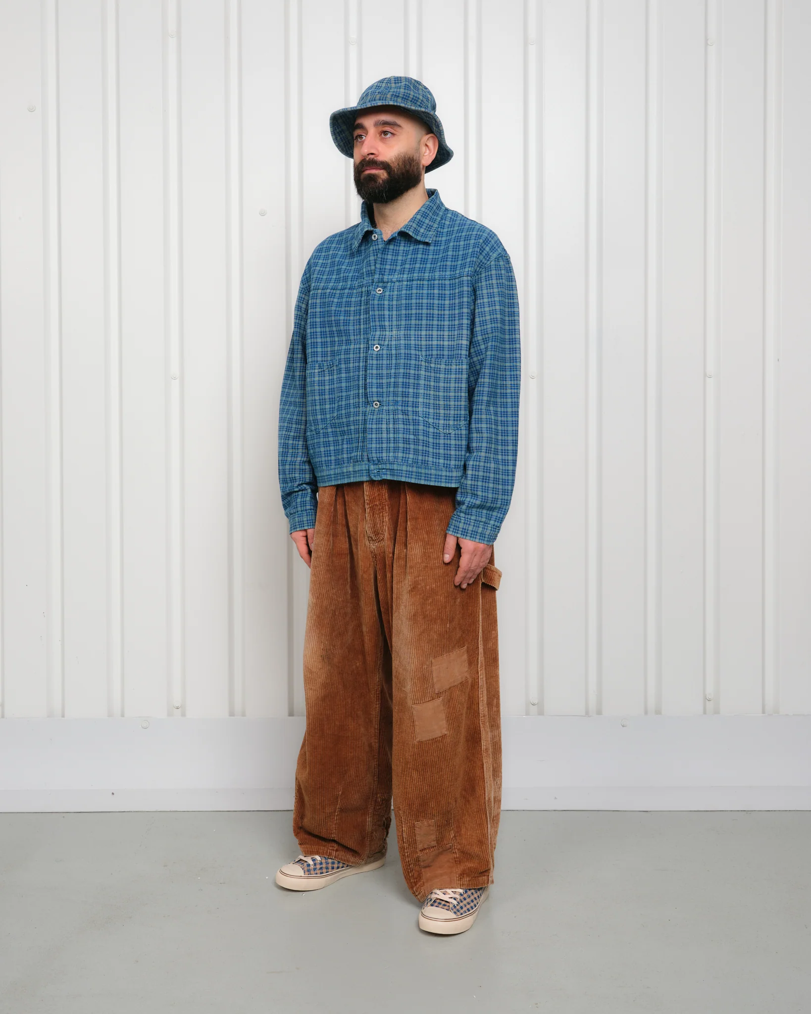 Sundae Jacket - Indigo Mud Check (Blue in Green Exclusive) - Image 9