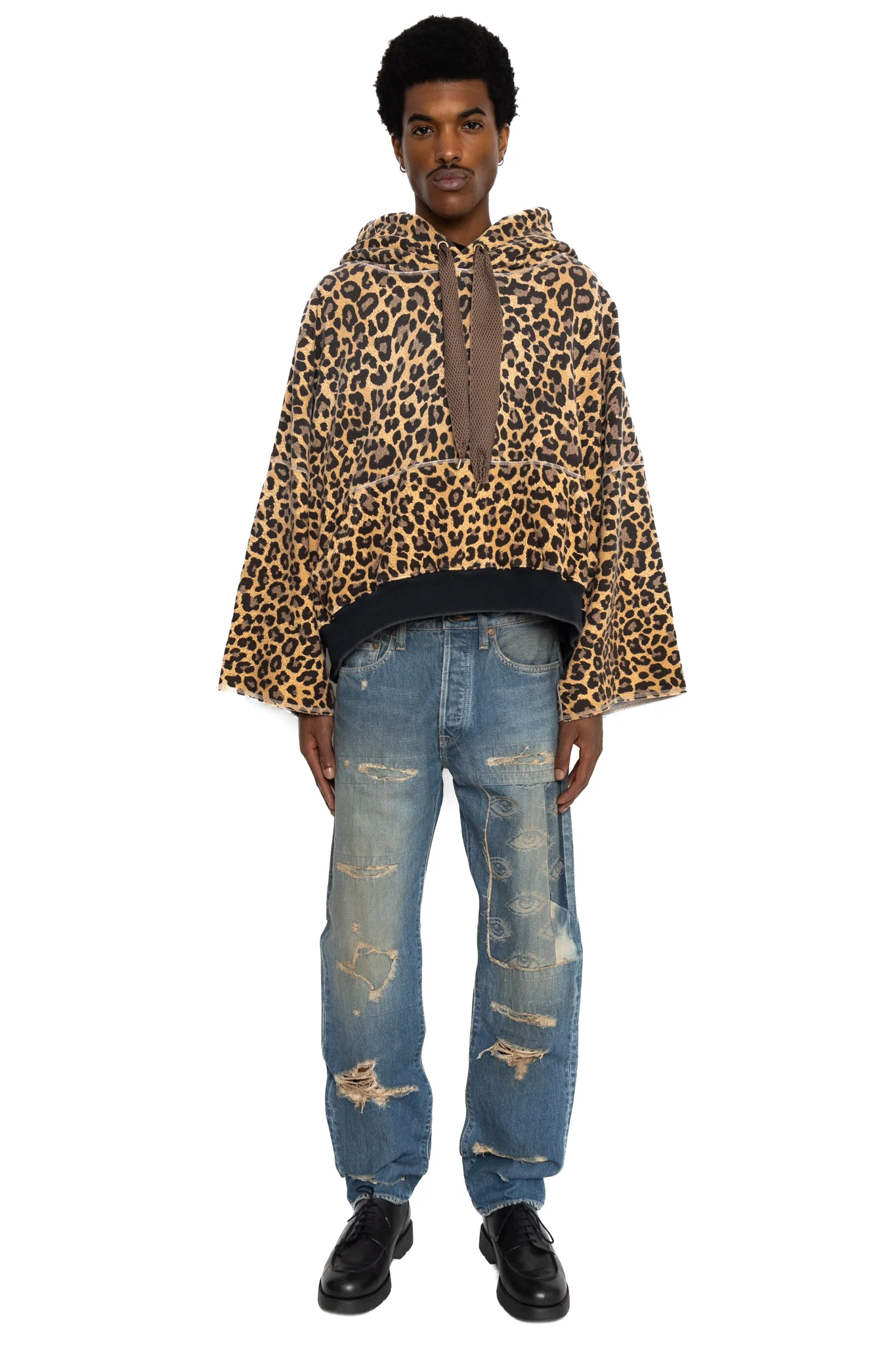 SWT Knit Leopard DEVIL Hoodie - Brown - Image 2