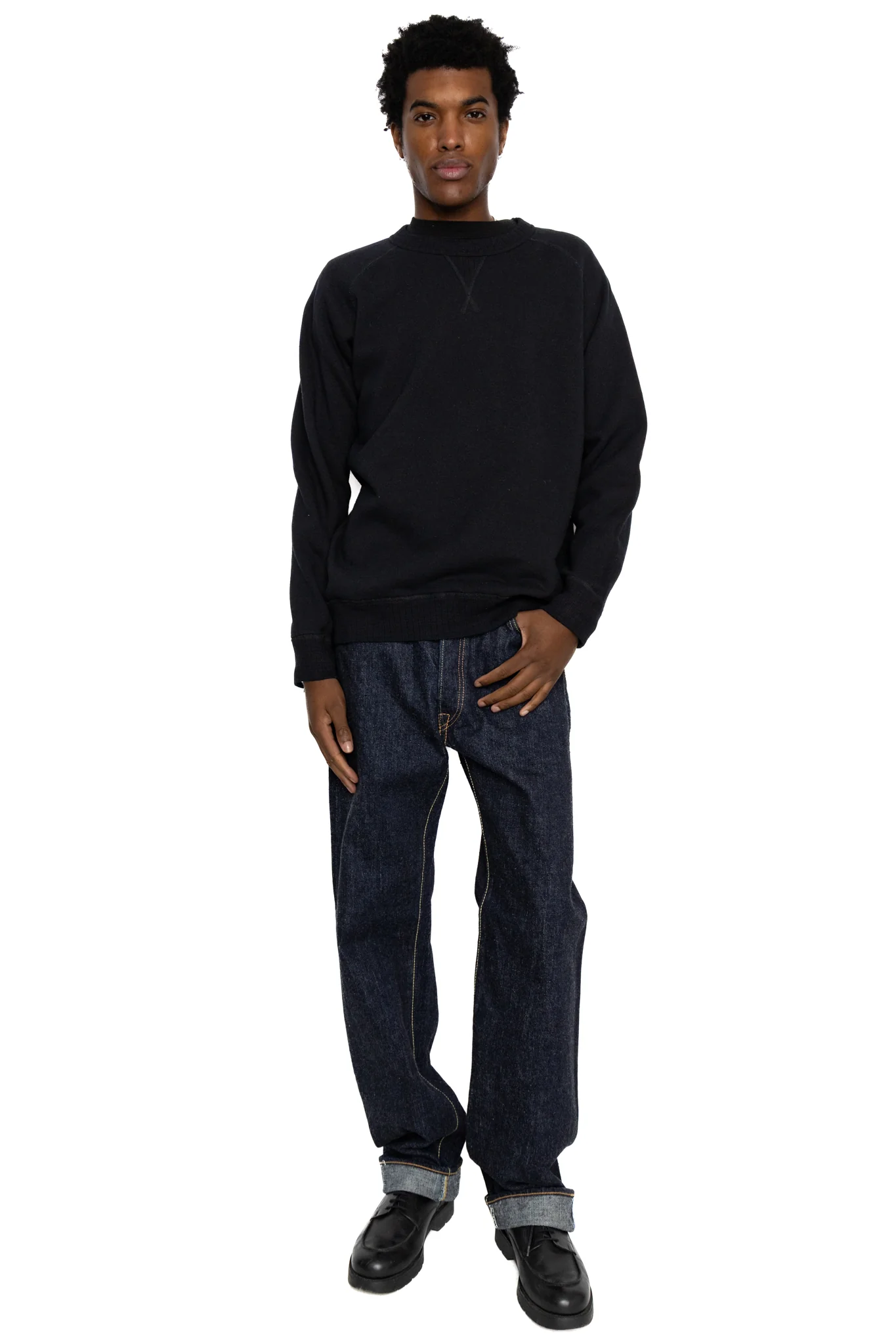 Yarn Dyed Indigo Sweatshirt - Indigo x Black - Image 2